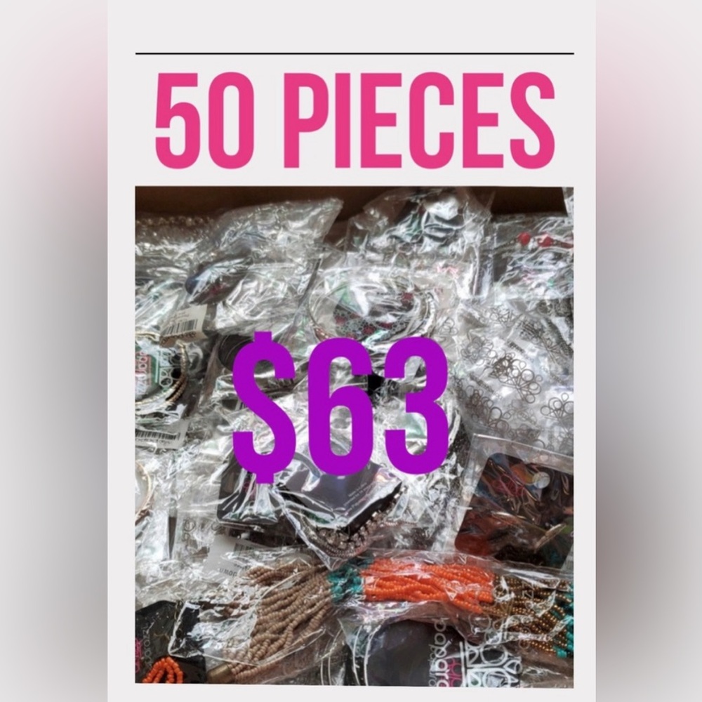 50 pieces of PAPARAZZI JEWELRY.  Ready to send mystery styles.  New in…